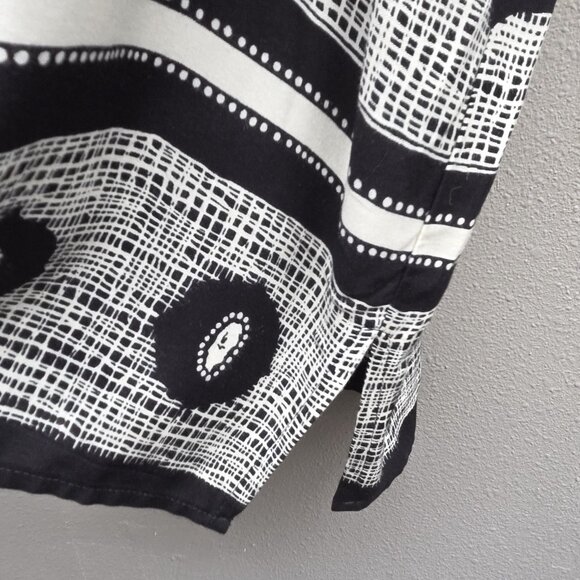 Vintage Caliche Collection Shirt Womens 18W Black White Rayon Button Up 90s USA - Picture 6 of 10